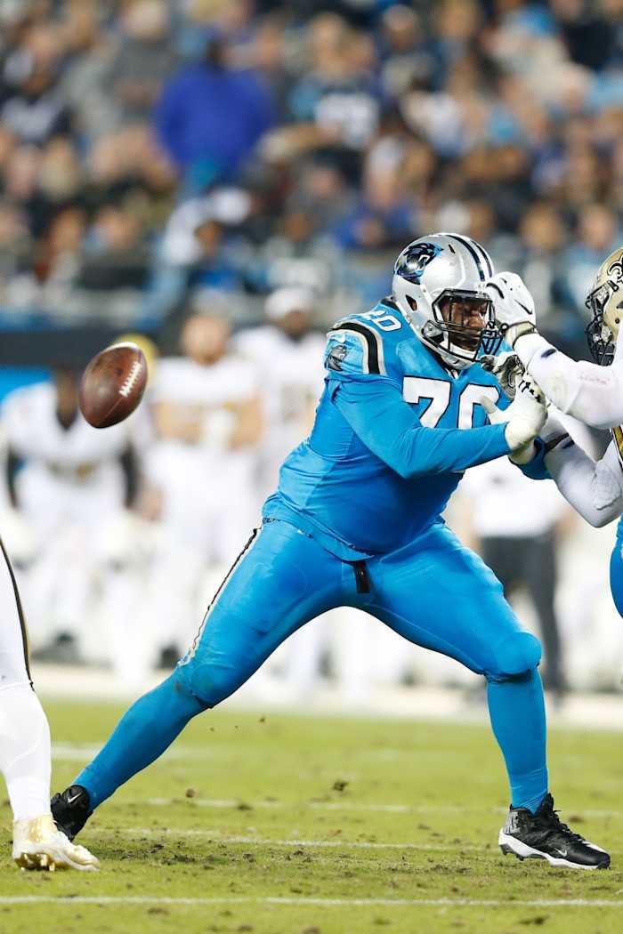 Carolina Panthers guard Trai Turner (70) blocks against the New Orleans Saints. Mandatory Credit: Jeremy Brevard-USA TODAY